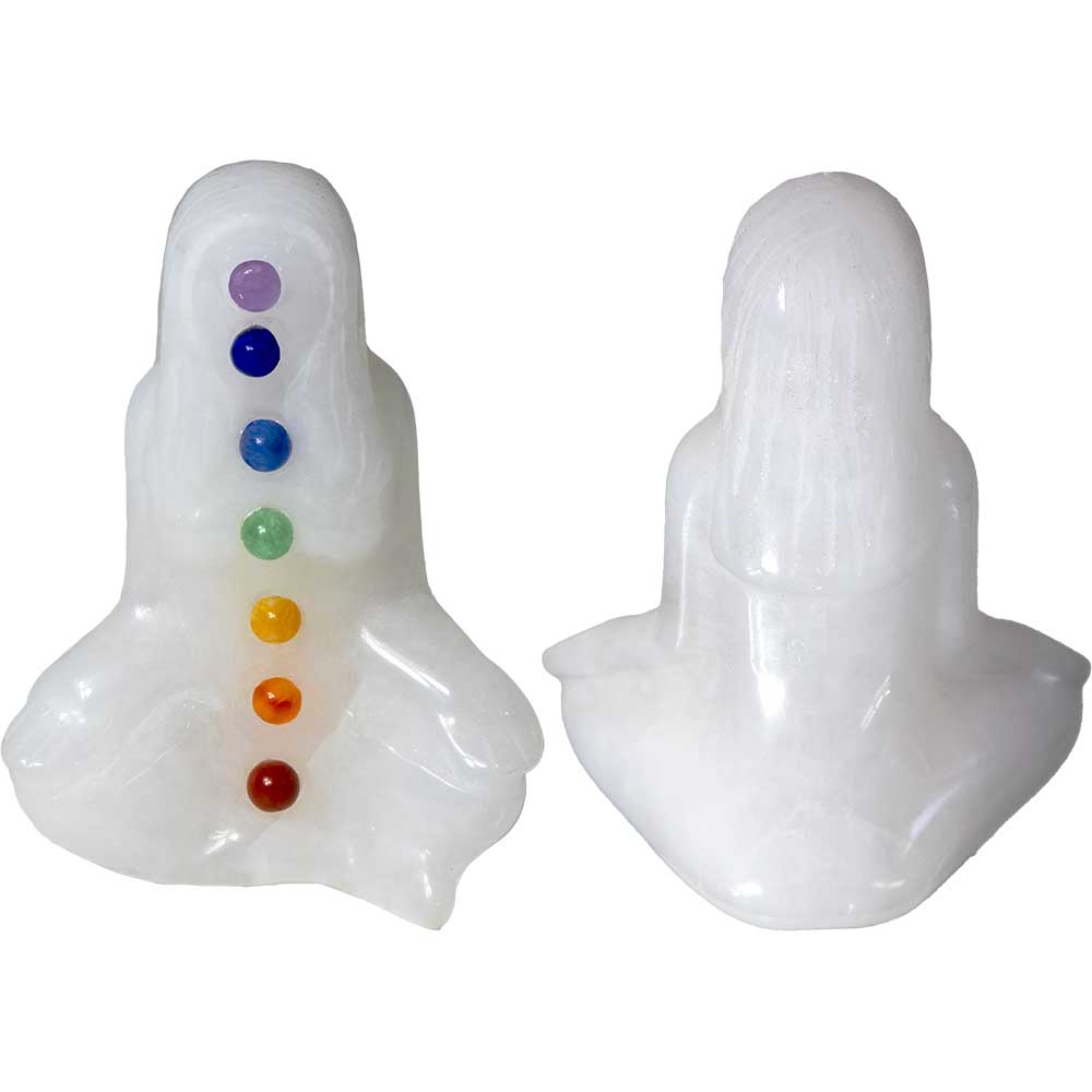 Kheops International - Wholesale Decoratief beeldje - Beeldje van witte jade - Chakra Yoga Lady0
