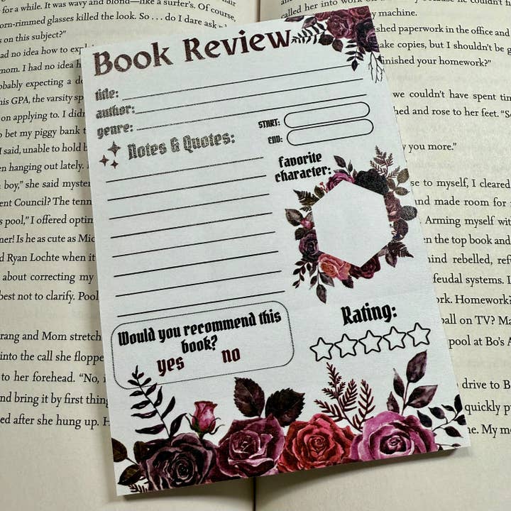 Gothic Floral Book Review Post-It Note for wholesale by Wey Better Creations