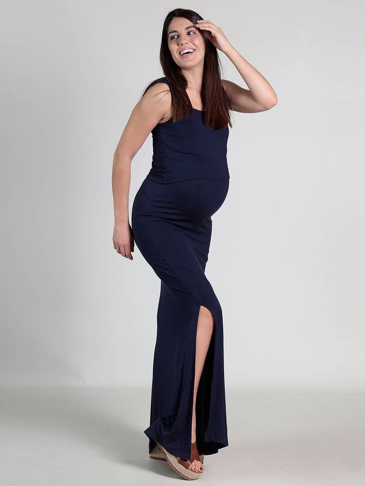 Vestido longo de amamentação com fenda por atacado de Ohma Barcelona