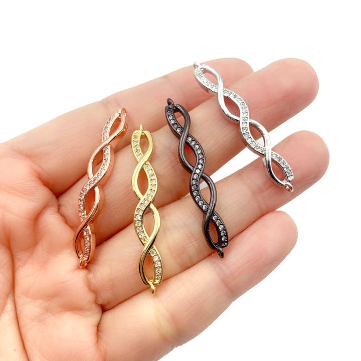 Beads Creation - Vendita all'ingrosso Ciondolo/pendente - Ciondolo a forma di doppia elica a infinito placcato oro