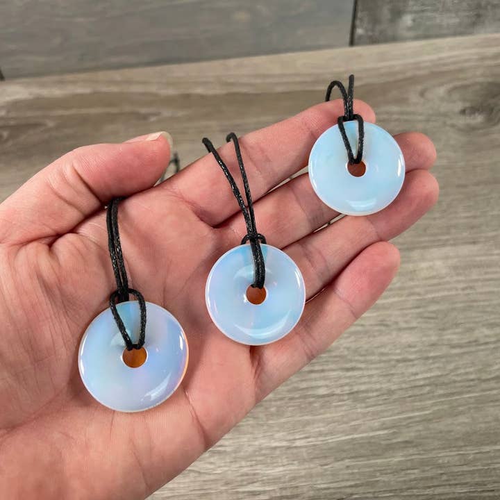 Keystone Crystals - Wholesale Spiritual Stone/Crystal - Donut Pi Stone 30mm Gemstone Pendant – Strung or Plain46