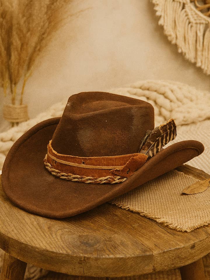 25166 - Rustic Braided Cowboy Hat – Western Summer Sun Hat for wholesale by U R My Sunshine