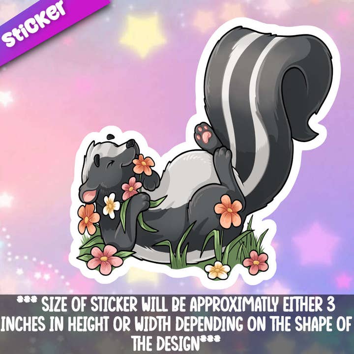 Mega Kawaii Cuties – Engroshandel Klistermærke – Skunk i blomster