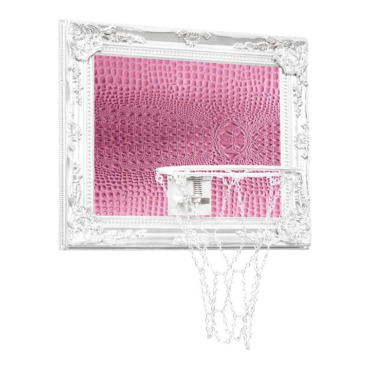 Hoops and Heritage - Wholesale Wall Art Set - Pink and White Gator Mini Basketball Hoop 2