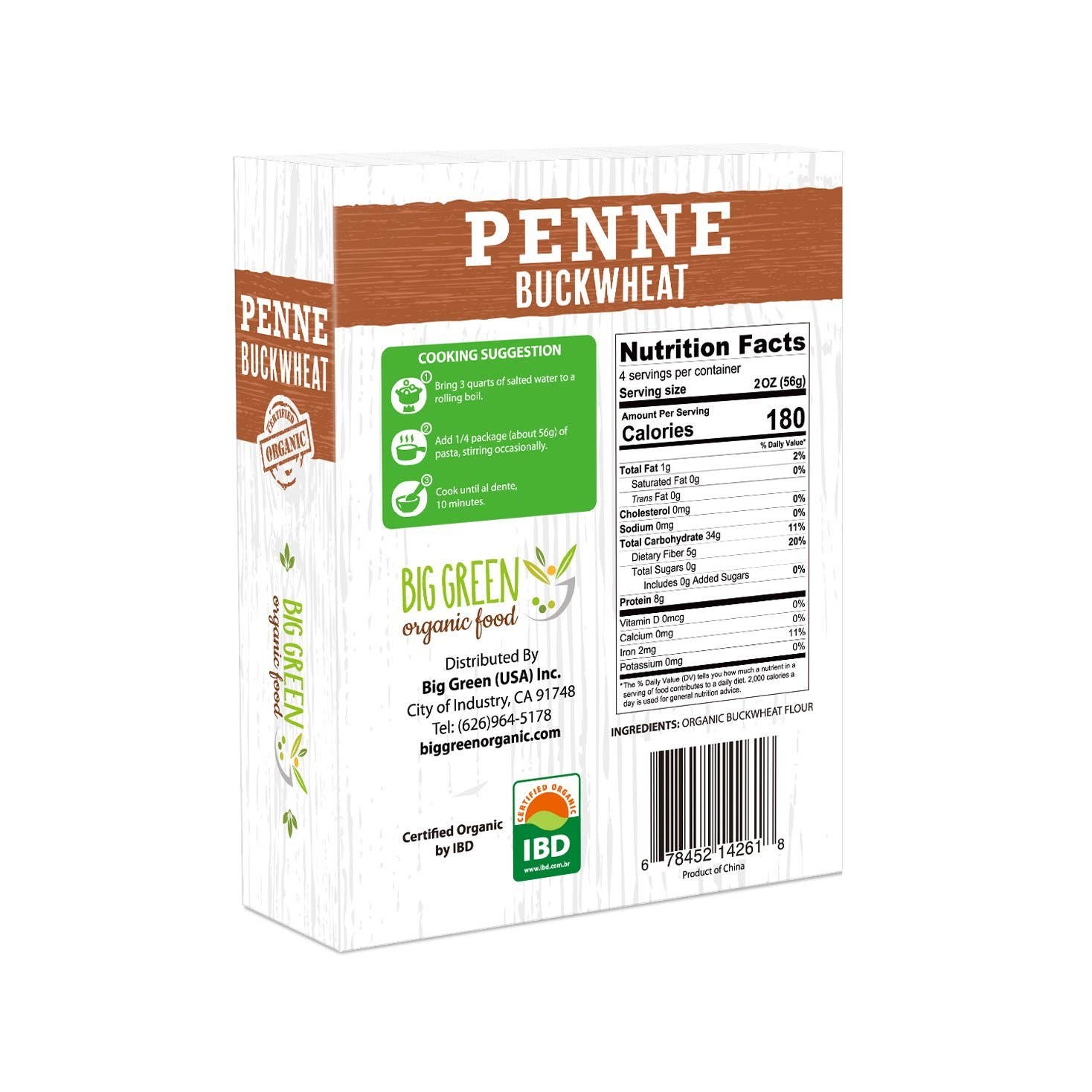 Big Green Organic Food - Wholesale Pasta - Organic Buckwheat Penne1