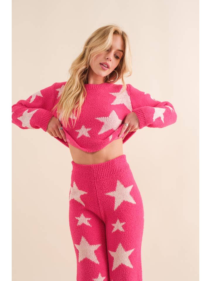 Blue B - Wholesale Lounge Set - Women's - 34100SET-1 - Soft Cozy Star Print Sweater with Pants