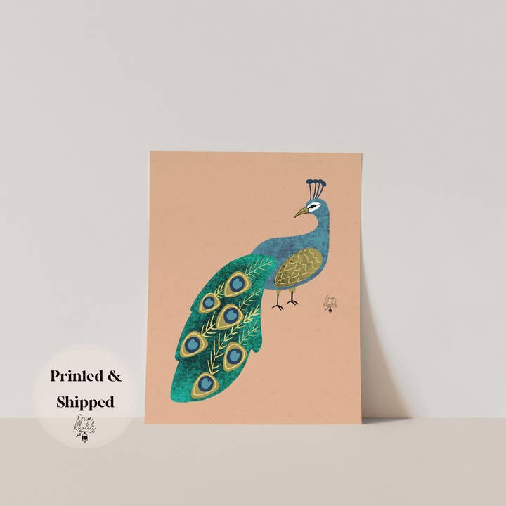 El pavo real elegante - Impresión artística para venta al por mayor de Erum Khalili