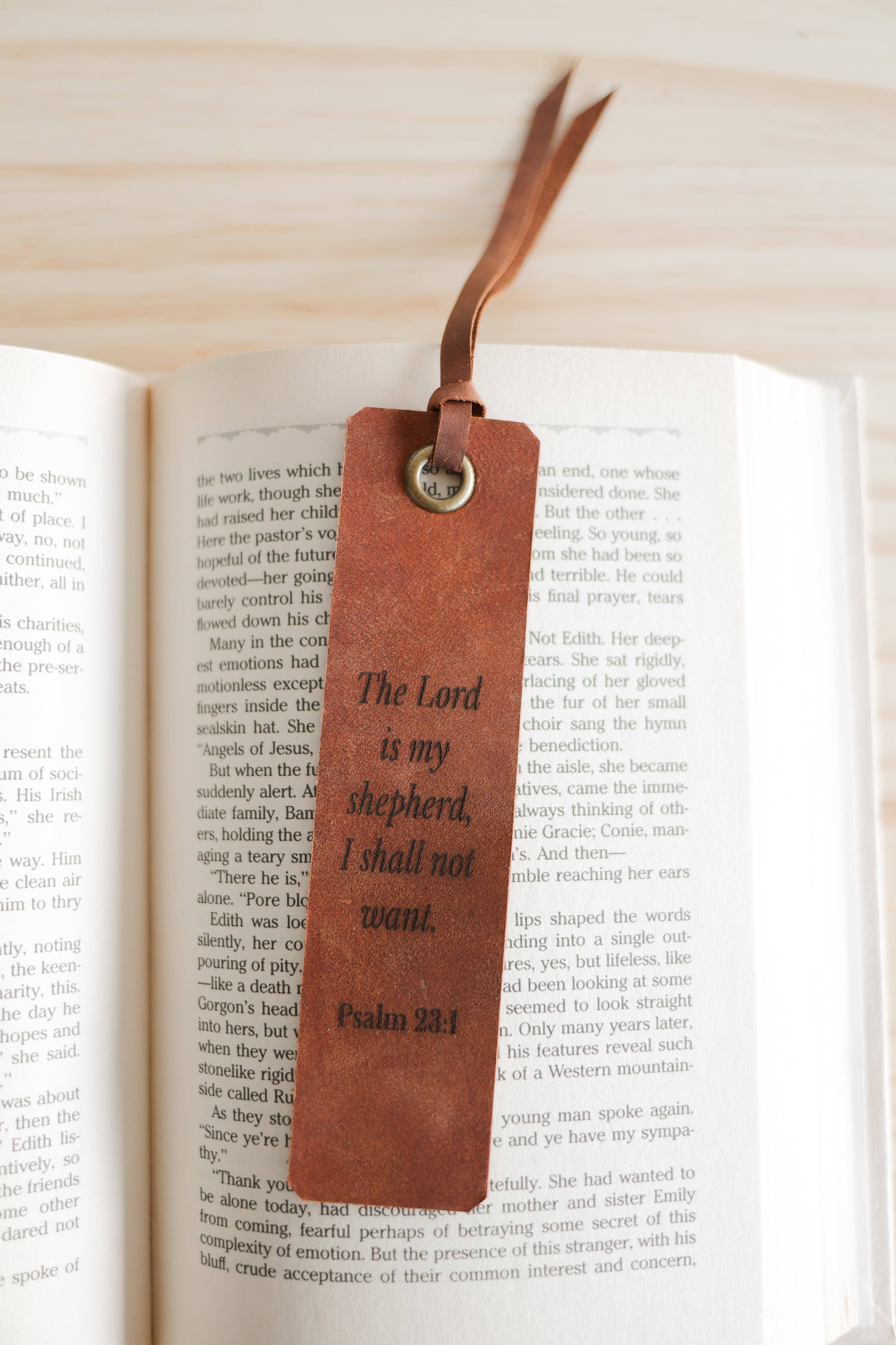 Jubilee Trading Co.  |  Ethical Trade Decor + Accessories - Wholesale Bookmark - The Lord is my Shepherd Leather Bookmark0