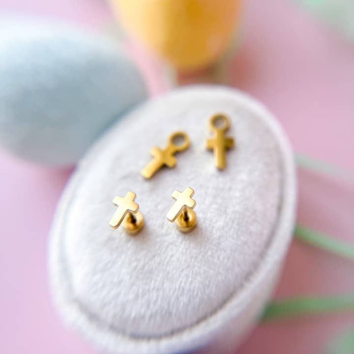 Desert Peach – Engroshandel Ørestikkere – Lille Cross Stud Øreringe1