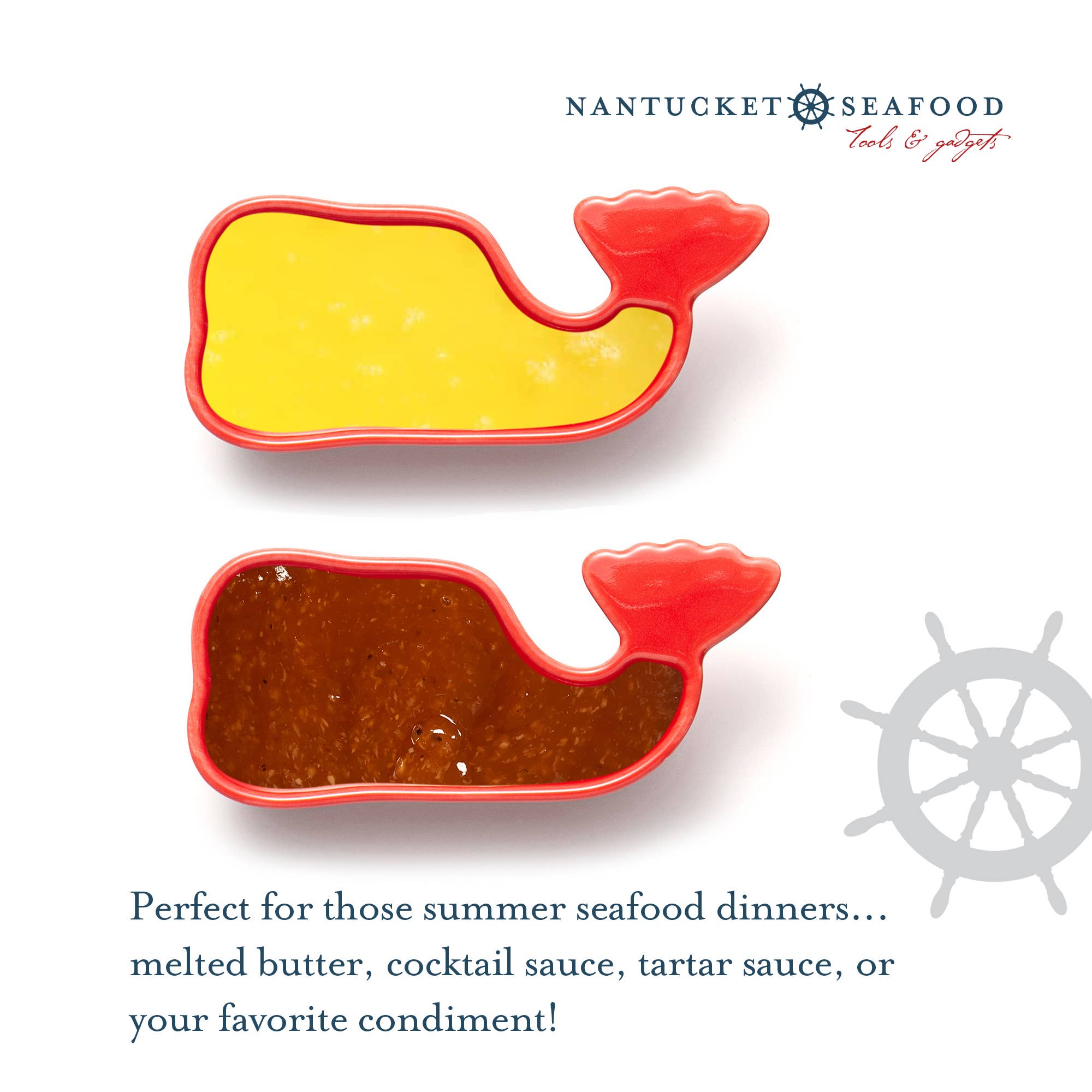 Fox Run Brands - Wholesale Condiment/Dip Bowl - Nantucket Whale Condiment Cups, Red, Set of 4, 1.5-Ounce3