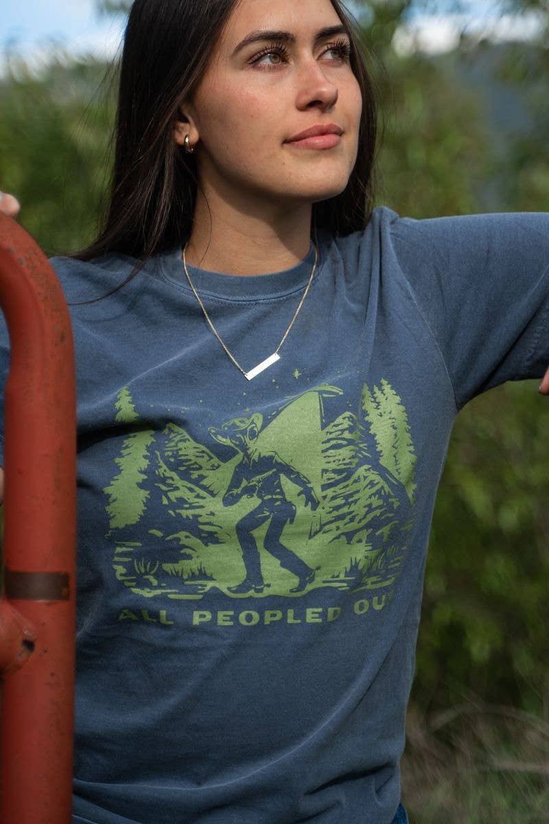 The Montana Scene - Wholesale Screen Printed T-Shirt - Women's - All Peopled Out Unisex Tee - Denim