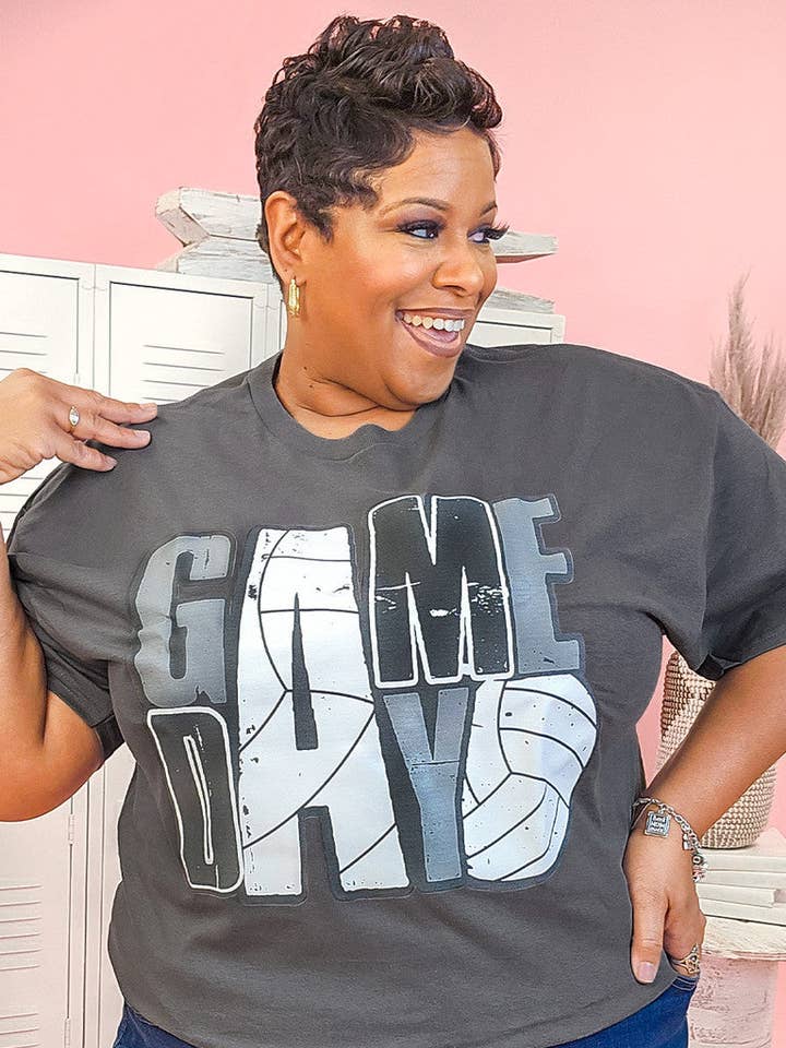 Game Day Stacked Volleyball Shirt for wholesale by Sugar Stitch