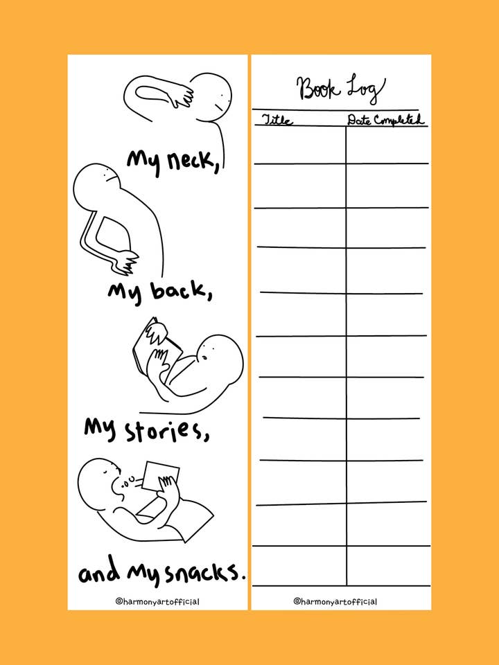 Mit Nakk, Min Ryg, Mine Historier, & Mine Snacks bogmærke for engroshandel hos Harmony Art Shop