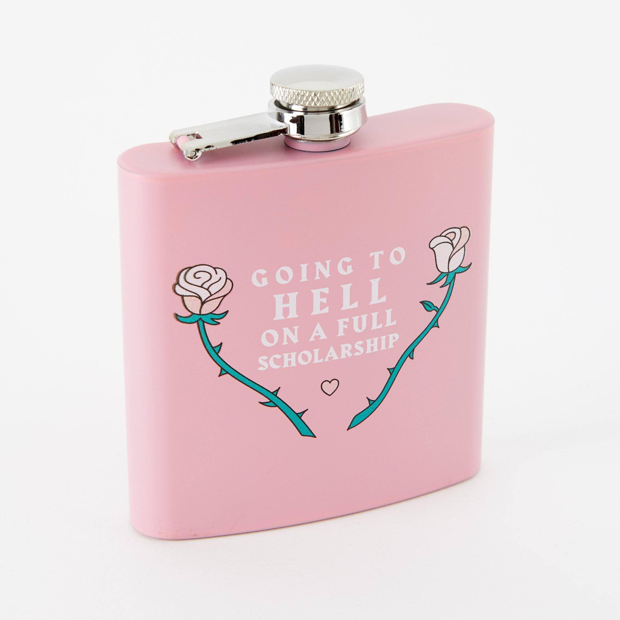 Punky Pins - Wholesale Flask - Going To Hell Hip Flask - Light Pink1