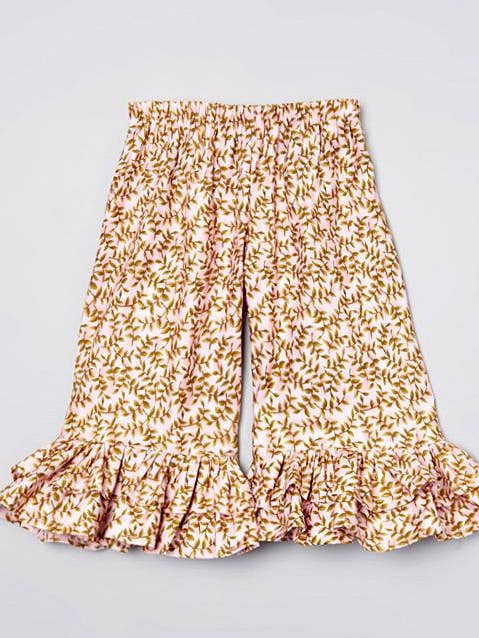 Pink Vintage Vine Ruffle Capri Pants Baby Toddler Girls for wholesale by Carolina Kids