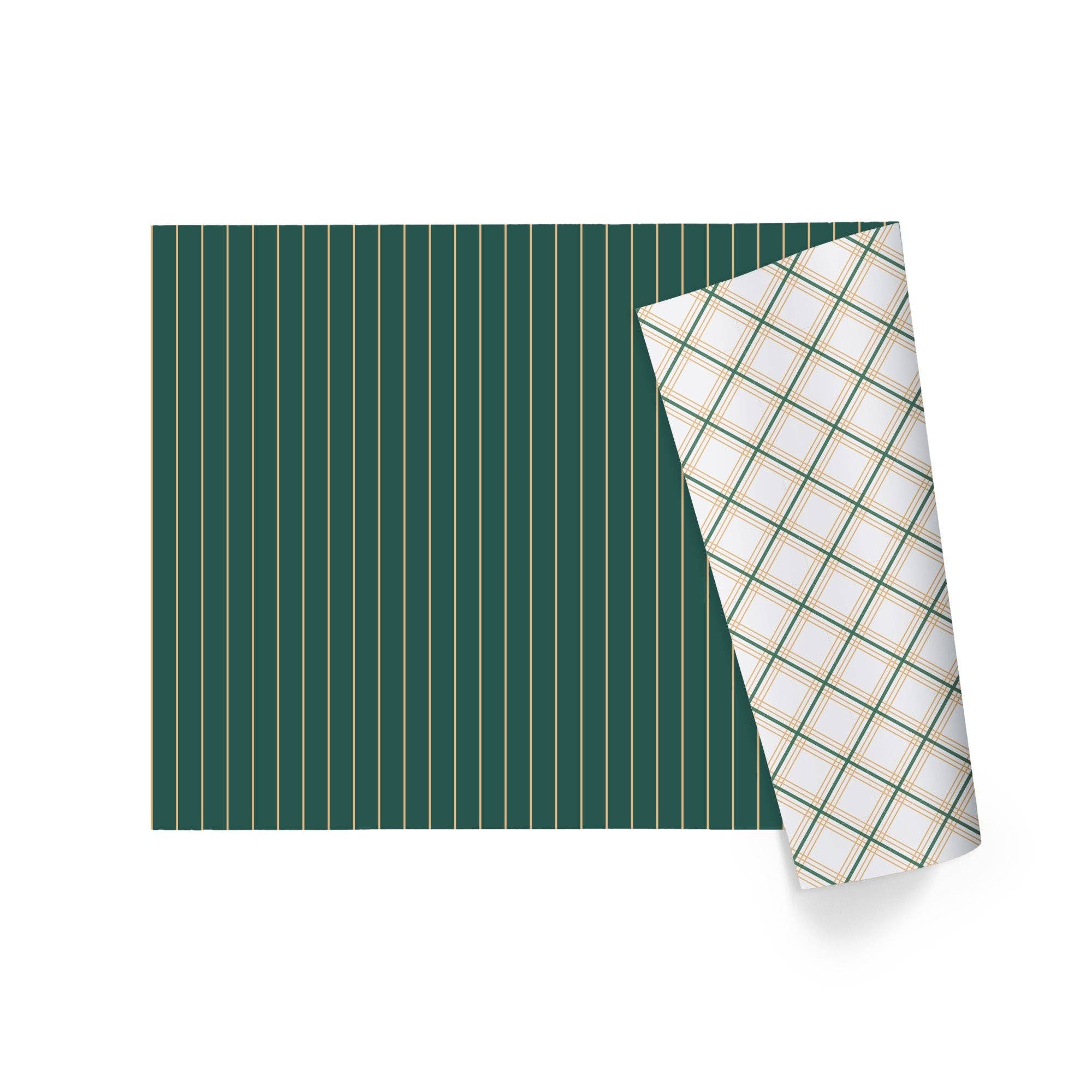 LA Ribbons Wholesale - Wholesale Wrapping Paper Roll - 30" x 10' Reversible Holiday Wrapping Paper | Gold on Green Pinstripe/Green and Gold Bias Plaid5