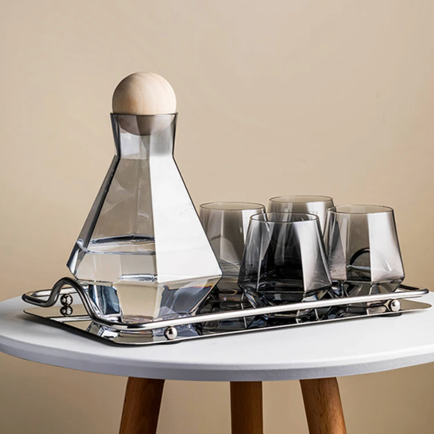 BRECK + FOX - Wholesale Drinking Glass/Cup - Diamond Drinkware 5-Piece Set6