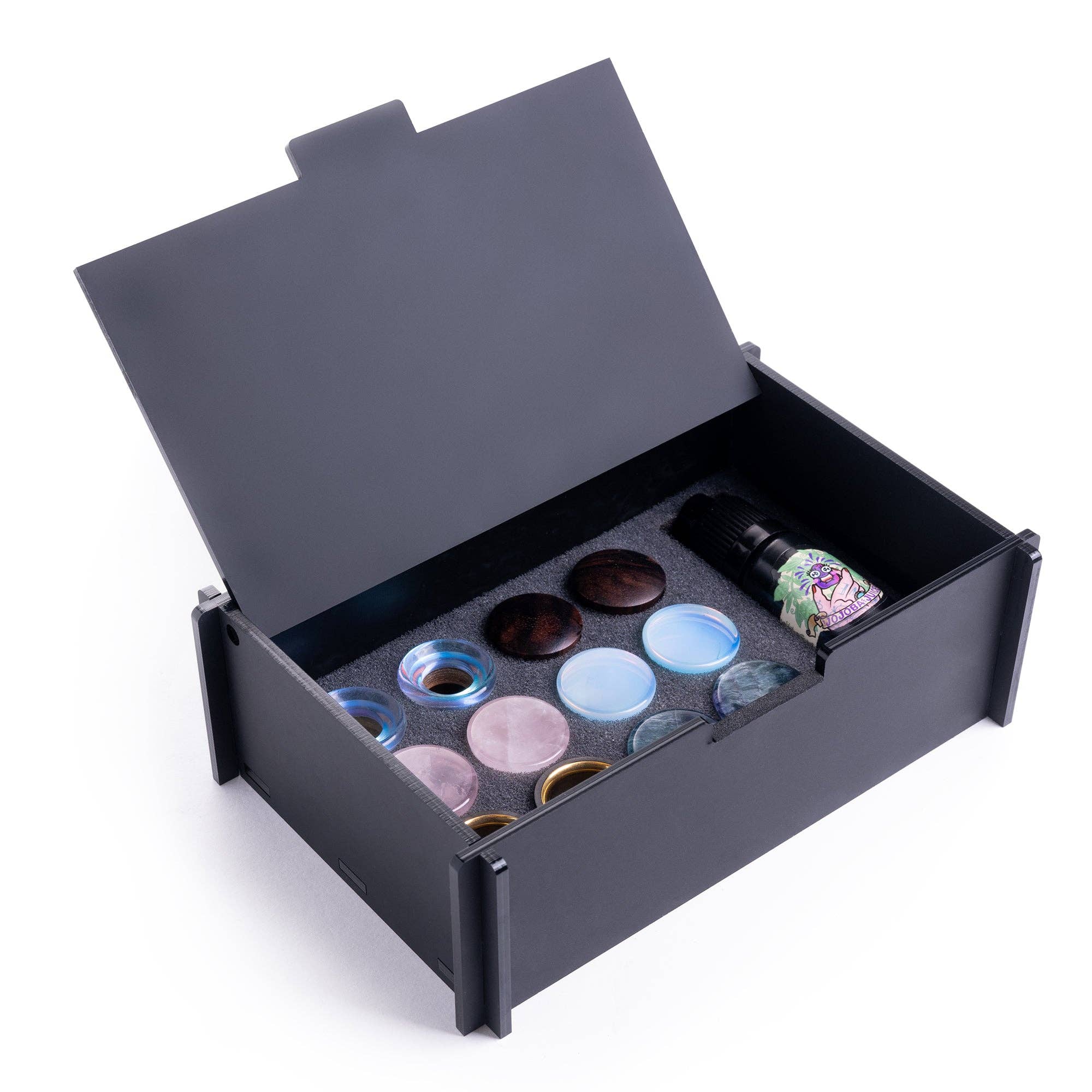 Custom Plugs – wholesale Jewellery box/organiser – Moon Phase Black Acrylic Jewellery Box1