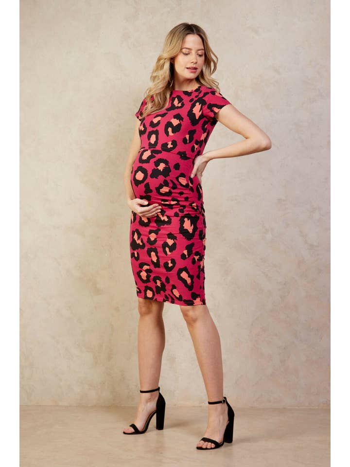 Tilbea London - Wholesale Nursing Dress - Maternity - Matilda Raspberry Leopard Print Nursing Dress | Matilda4