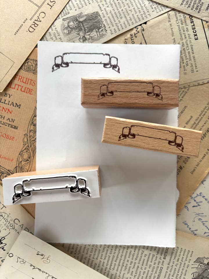 Scroll banner rubber stamp for wholesale by The Creeping Moon
