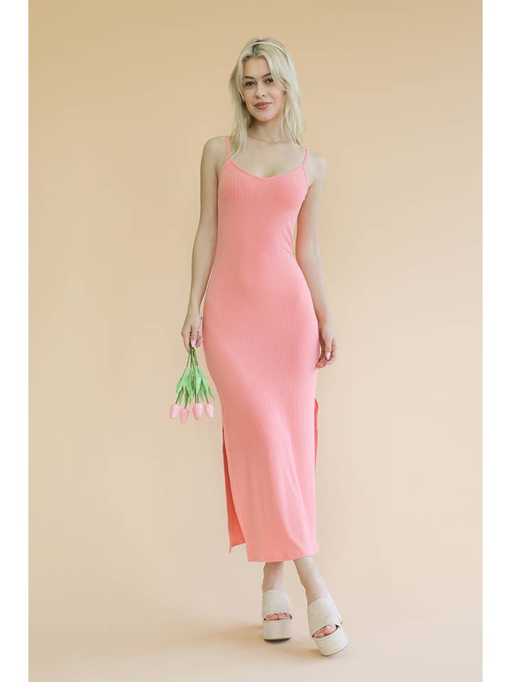 CAPELLA APPAREL - Wholesale Dress - Women's - Ribbed Side Slit Long Cami Dress12