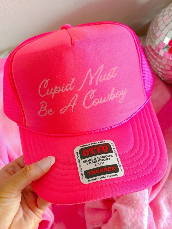 Cupid Must Be A Cowboy Otto Trucker Hat for wholesale by Downtown Darling Wholesale