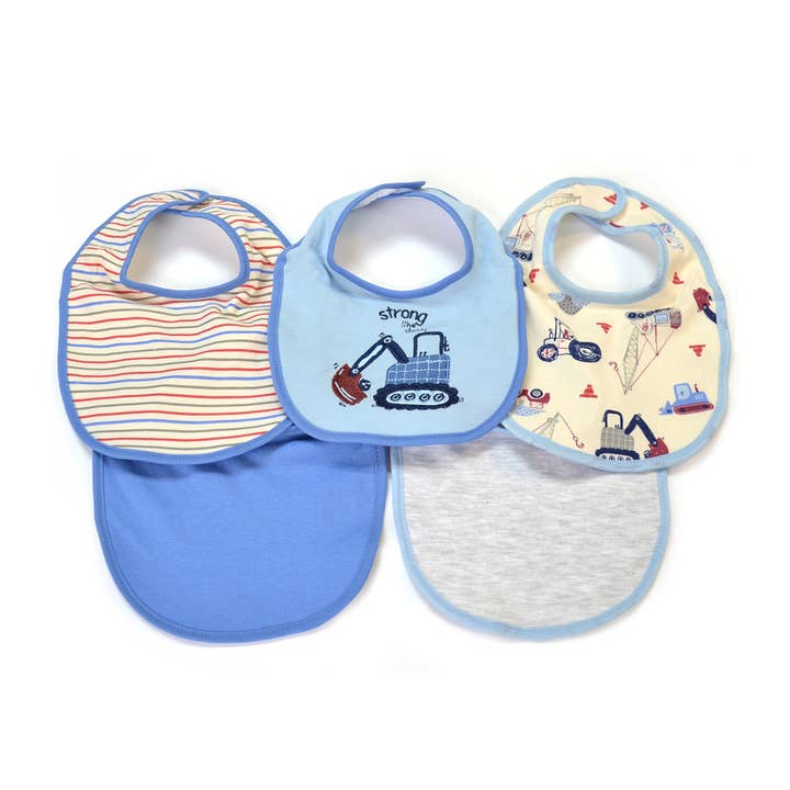 5 Pack Soft Cotton Poly Embroidered Baby Bibs for wholesale by Lollipop Dreams