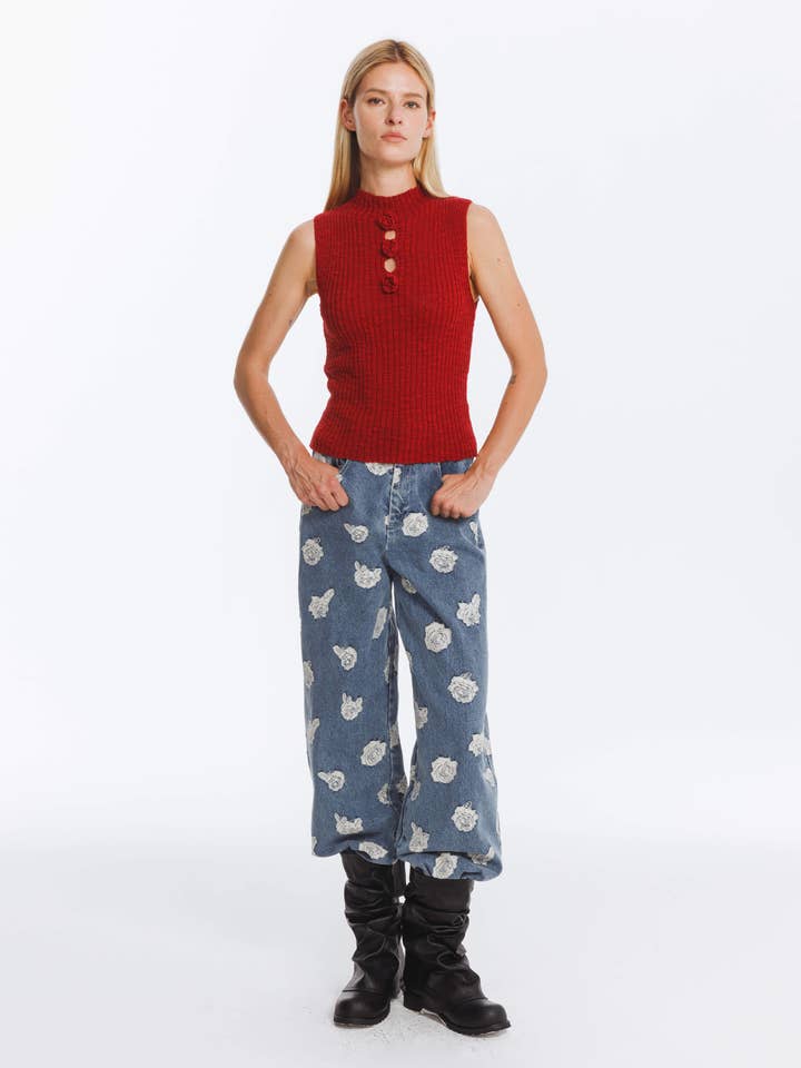 CUBIC - Wholesale Tank Top - Women's - Flower 3D Sleeveless Knit Top