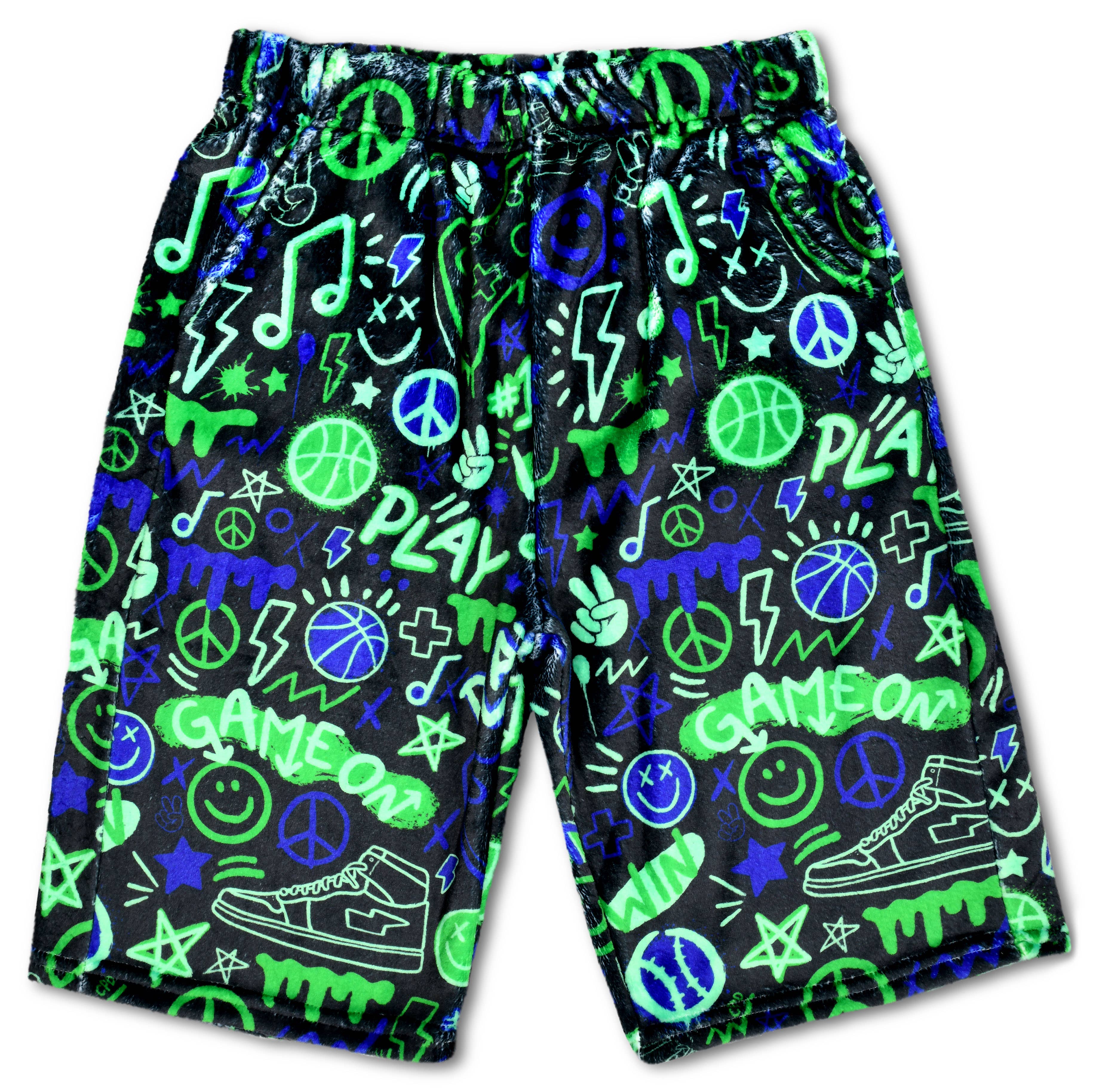 Iscream - Wholesale Shorts - Kids - COREY PAIGE GRAFFITI GAMER PLUSH BOARD SHORTS (MED 10-12)0