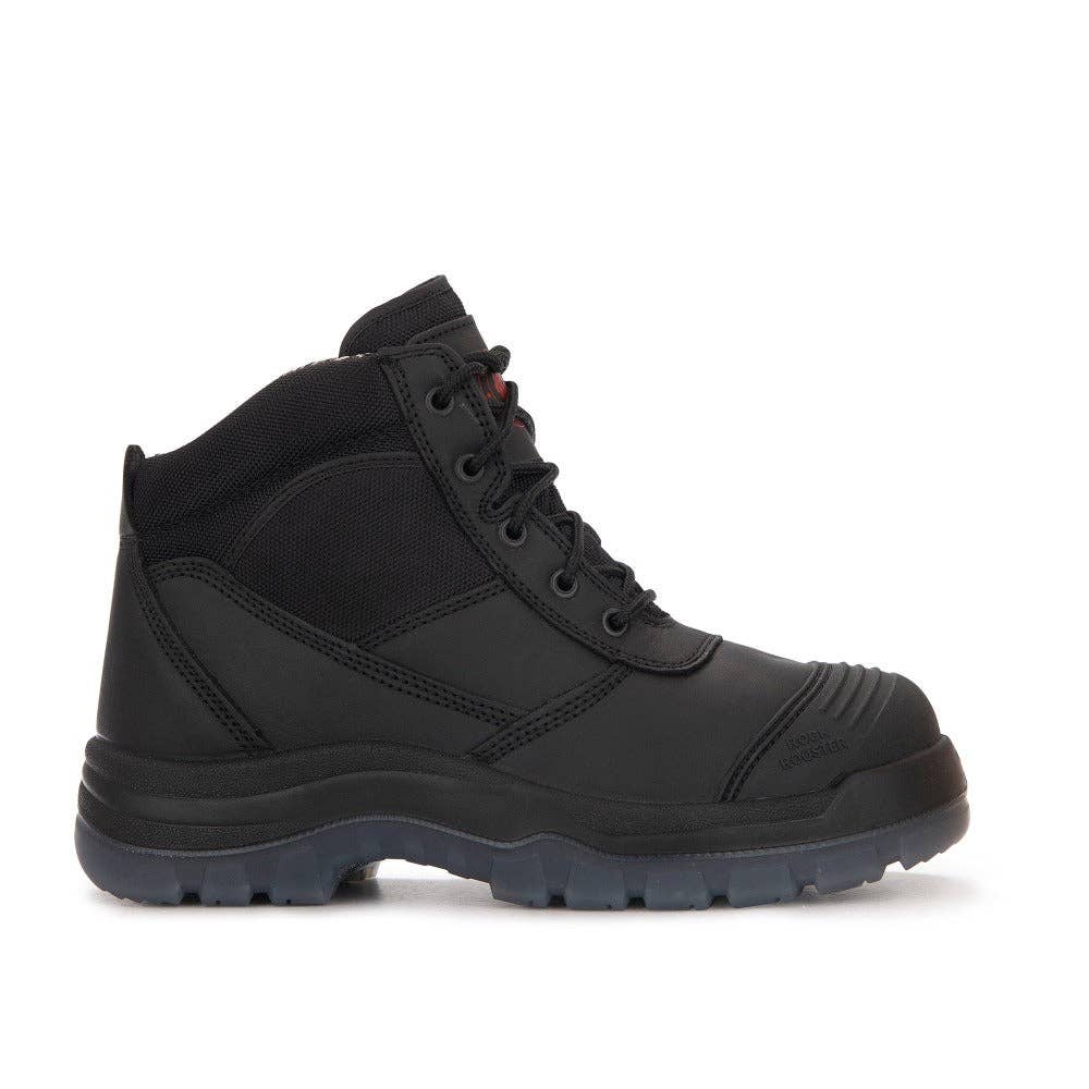 Rock Rooster Footwear - Wholesale Boots - Unisex - ROCKROOSTER Crisson Black 6 inch Zip sided Steel Toe Leather Work Boots AK050BK2