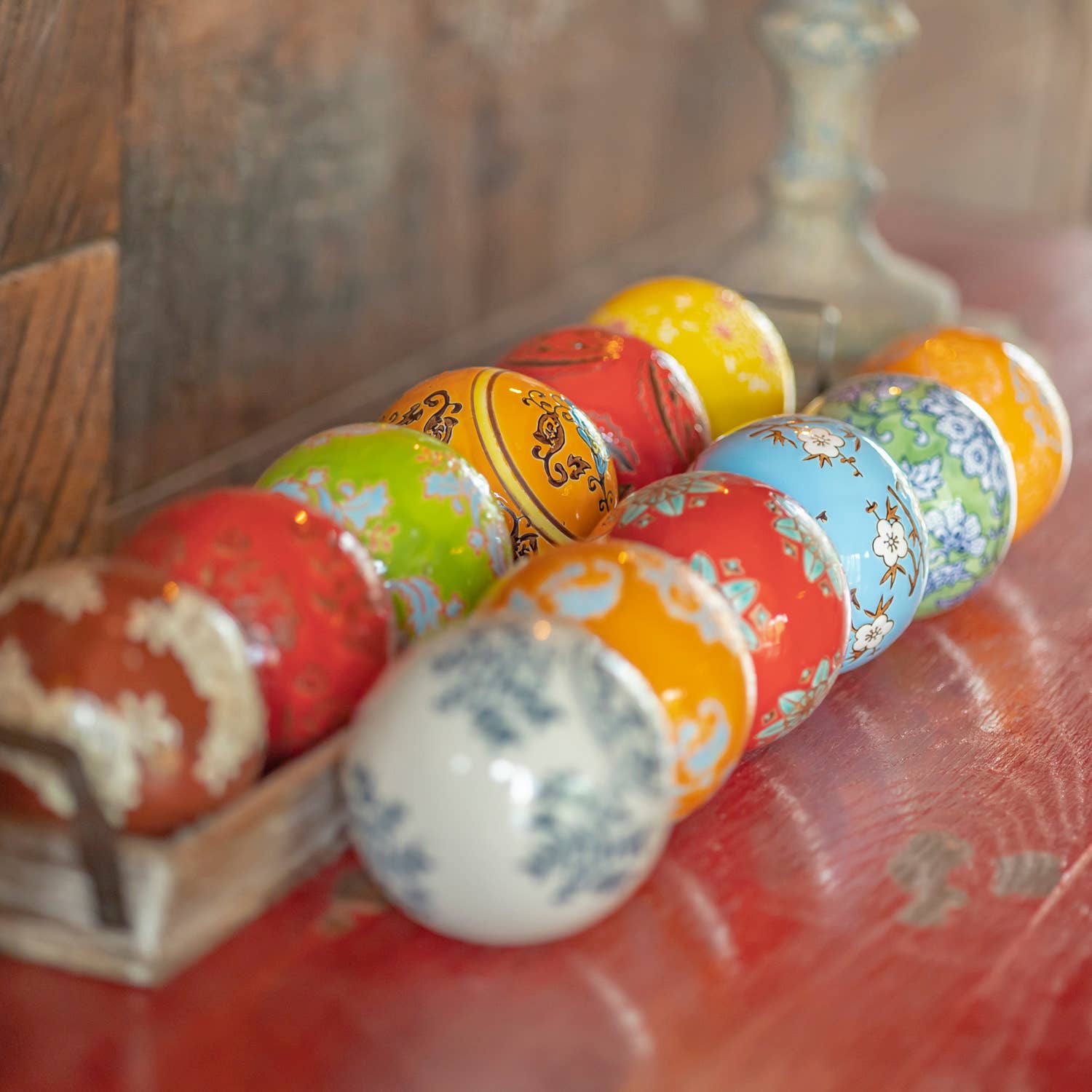 Zaer Ltd. International - Vente Décorations de table - Lot de 12 boules de marin en céramique de 4 po Yokohama, couleurs vives3