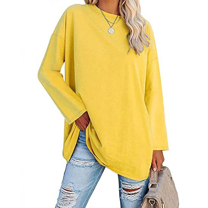 Rosa Clothing - Wholesale T-Shirt - Women's - Loose Round Neck Long Sleeve T-shirt Top4