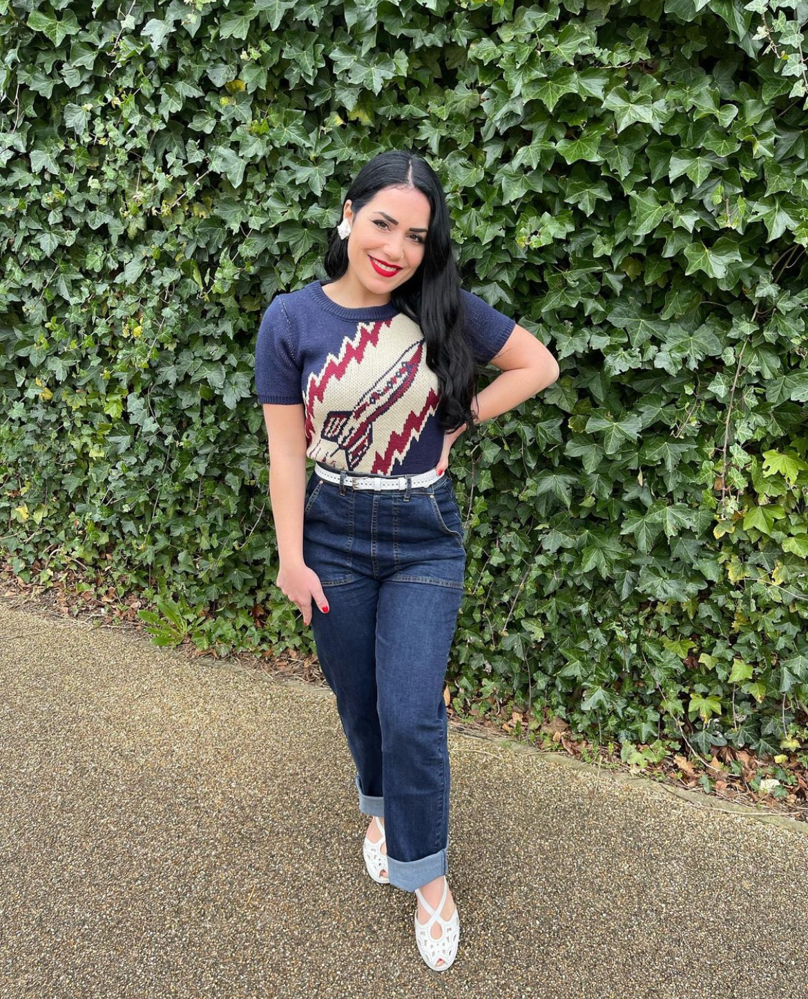 Astro Bettie - Wholesale Knit Sweater - Women's - To the Moon Rocket Sweater - Navy1