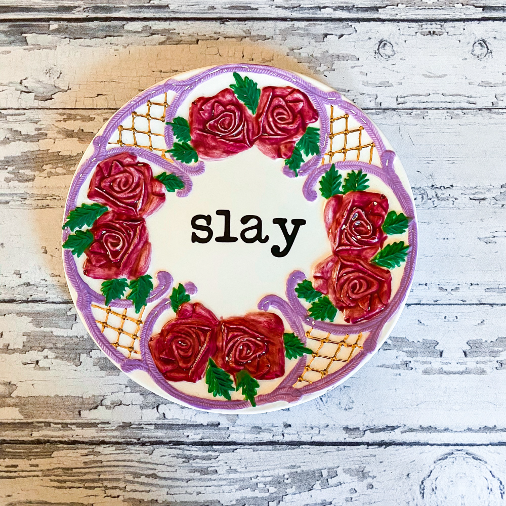pretty little creeps - Wholesale Decorative Plate/Dish/Bowl - Upcycled Funny Plates, Slay, Gift Shop0