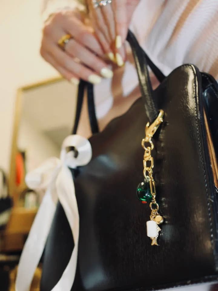 Olive, Sardine & Crystal Purse Charm for wholesale by November’s Eve Jewelry