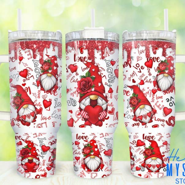 Red Gnomes 40oz Tumbler with Handle for wholesale by JAC Wholesale