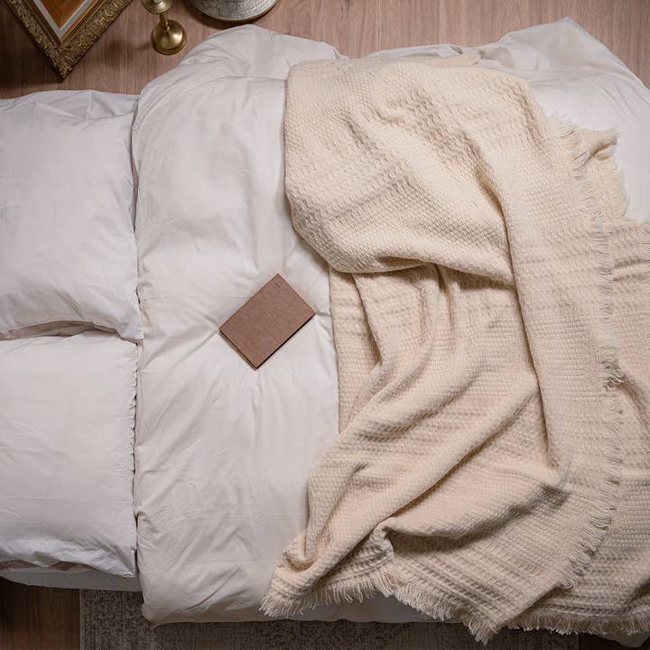 RITZY – Manta para sofá por atacado – Manta Adara Pura Lã 100% Lã Pesada - Branco Cremoso2