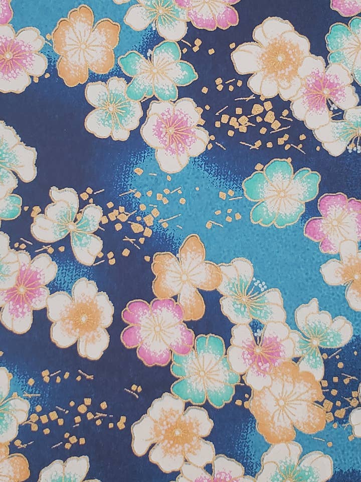 Yuzenshi: Blossom Petals On Blue for wholesale by Aitoh Company