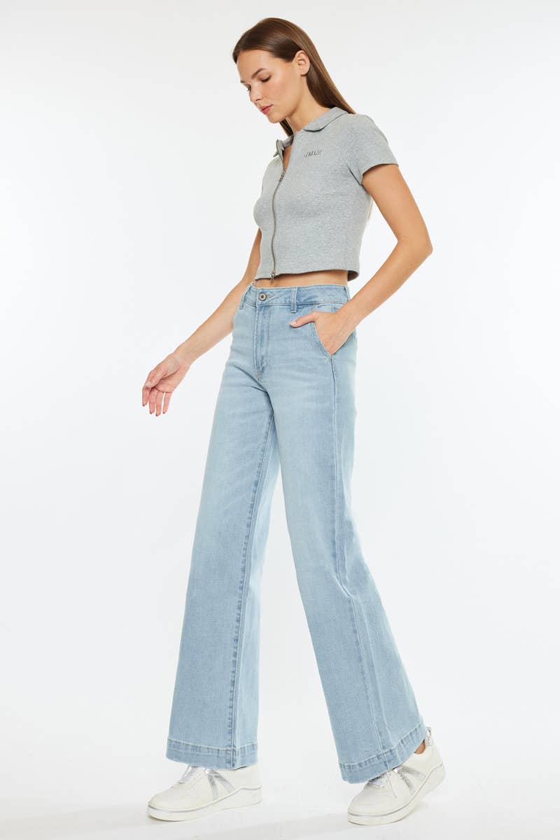 LIGHT OPEN PACK HIGH RISE WIDE LEG TROUSER JEANS-KC7127L for wholesale on Faire2