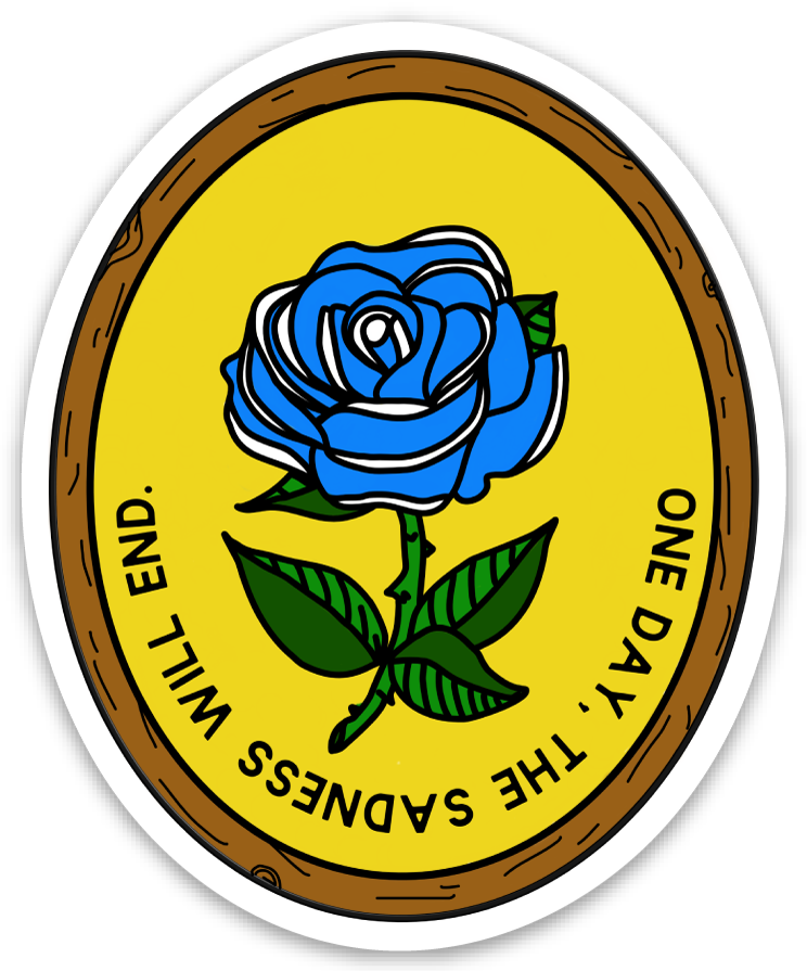 Lil Boat Boutique - Wholesale Sticker - Op een dag zal het verdriet eindigen - 3" vinylsticker Blue Rose2