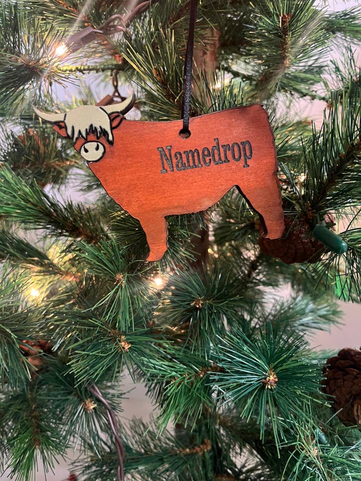 Custom Highland Cow Ornament for wholesale by Room To Improve