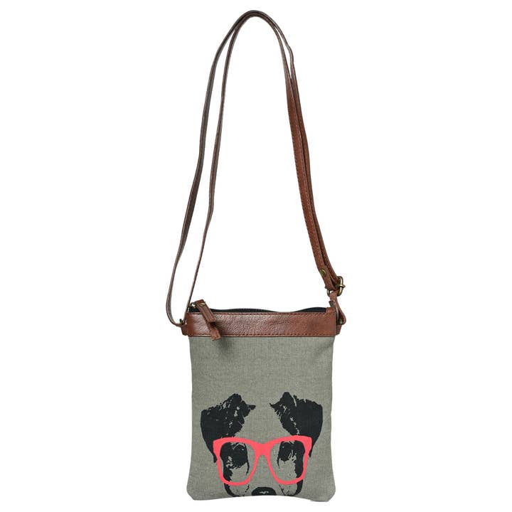 Mona B. - Wholesale Crossbody Bag - Women's - Dog Up-Cycled Original Leather Canvas Crossbody Bag3