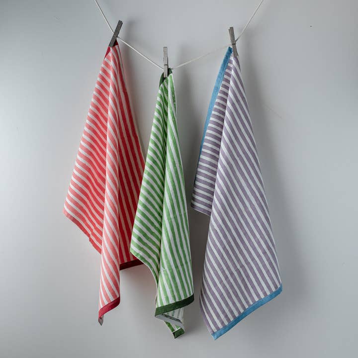 Constance & Denny - Wholesale Tea Towel - NEW STRIPE LILAC tea towel