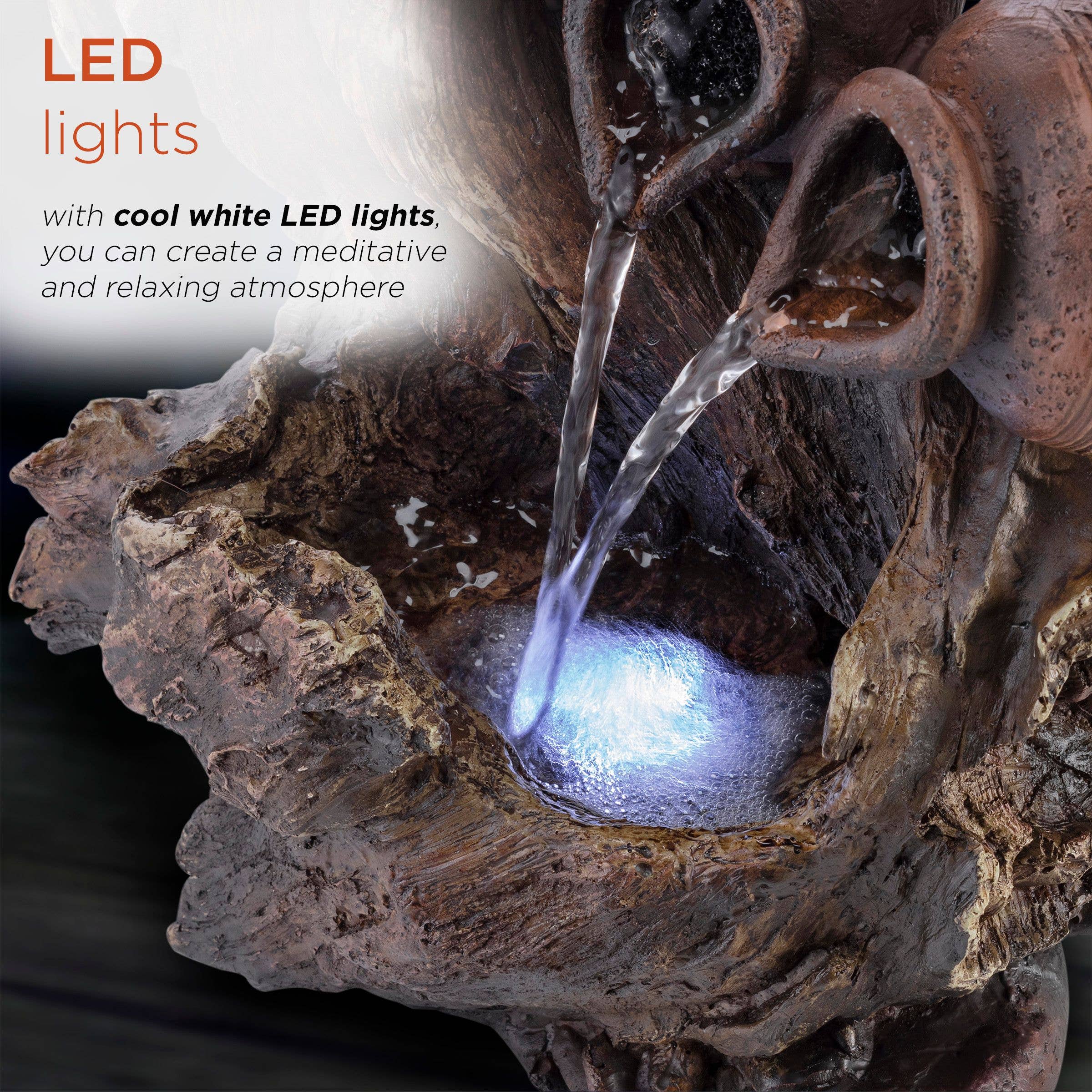 Alpine Corporation - Wholesale Decorative Tabletop Object - Alpine Corporation Two Jars on Tree Branch Tabletop Fountain3