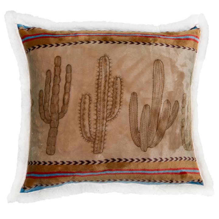 Carstens, Inc. - Wholesale Throw/Decorative Pillow - Cactus Stripe Plush Sherpa Pillow