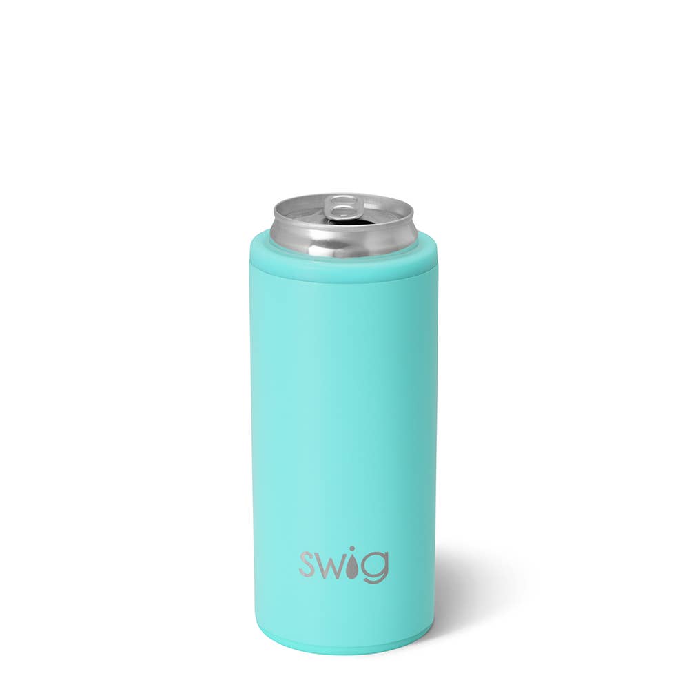 Swig Life - Wholesale Drink Huggers & Koozies - Aqua Skinny Can Cooler (12oz)5