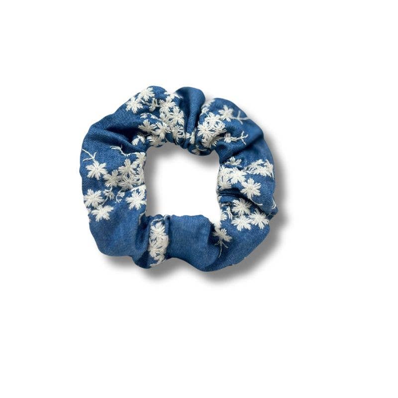 Hairjewelz by Elle – wholesale Scrunchie - Women’s – Scrunchie Original “Embroidery Jeans” - Blue0