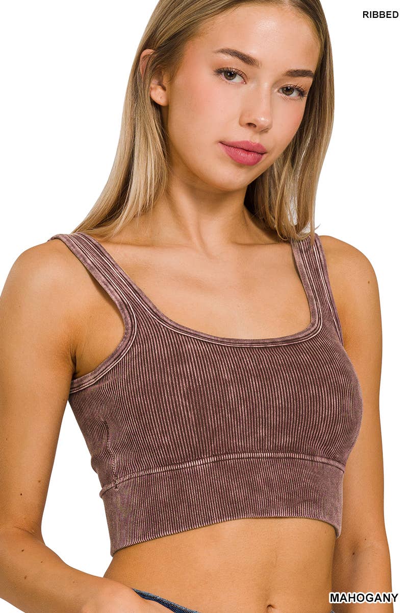 42POPS – Großhandel BH – Damen – ", Quadratischer Ausschnitt Gewaschener Nahtloser Rippen-Bralette mit herausnehmbaren Pads19