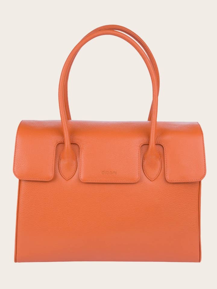 Bolsa feminina Madison Couture DIBONI - couro italiano embossado Dollaro na cor laranja queimado por atacado de DIBONI GMBH