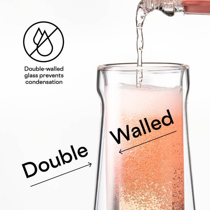 CORKCICLE - Wholesale Champagne Flute - Glass Flute - 7oz Double Pack - Prism